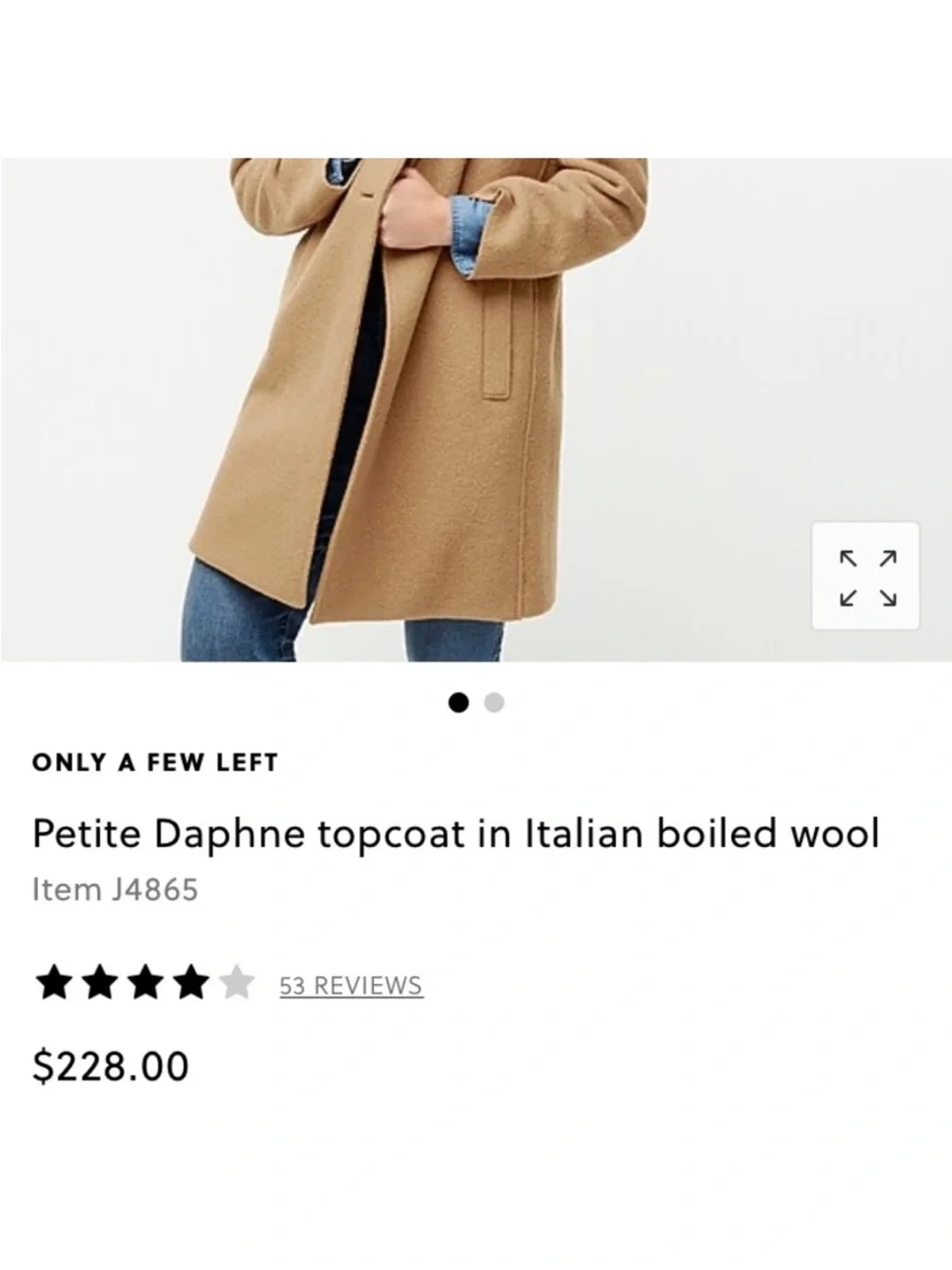 J. Crew Petite Daphne topcoat in Italian boiled wool